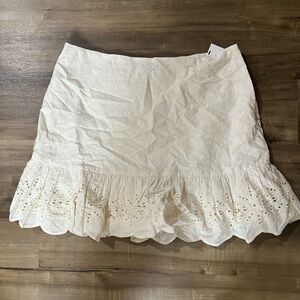 Express White Eyelet Ruffle Skirt